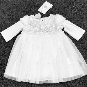 White Baby Girls Lace & Tulle Dress